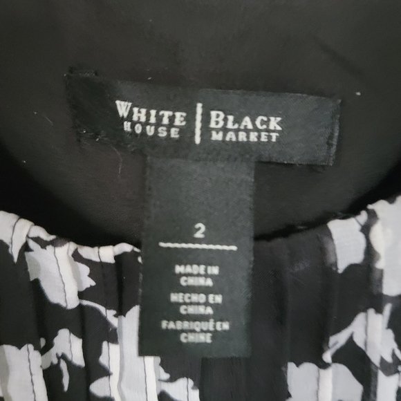 White House Black Market Summer Dress Size 2 Black and White Floral Dress - Picture 13 of 16